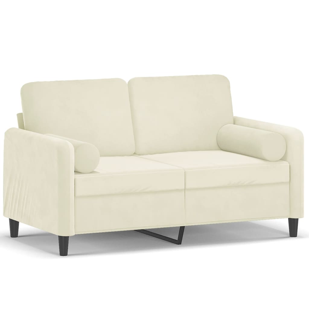 Vidaxl 2-Osobowa Sofa Z Poduszkami, Kremowa, 120 Cm, Aksamit