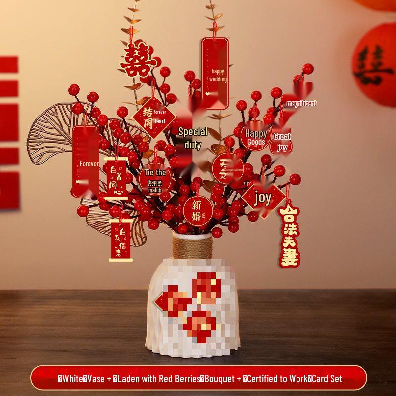 Bridal Wedding Gift Potted Plant Ornament for Living Room or Engagement Banquet Decor
