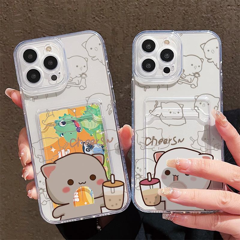 Силиконовый чехол-карман для карт для Xiaomi Redmi Note 14 13 Samsung A54 A24 A34 Oppo A38 A58 A78 IPhone 14 15 16 Прозрачный бампер для телефона