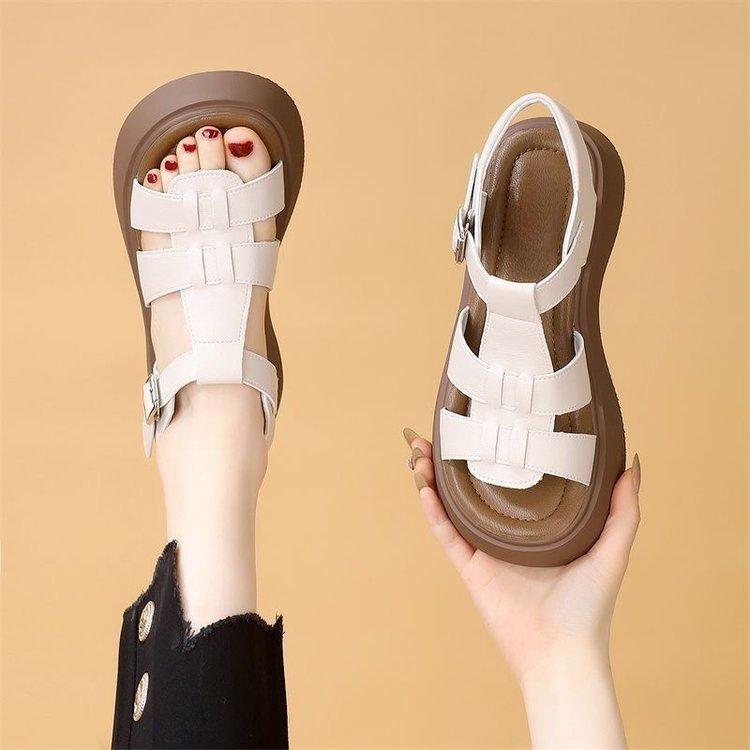 French Retro Woven Platform Roman Sandals 2025 Summer New Fashion Versatile Hollow Casual Breathable Women's Shoes