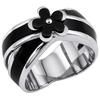 Steel Ring 'Calypso' Black Silver (flower)