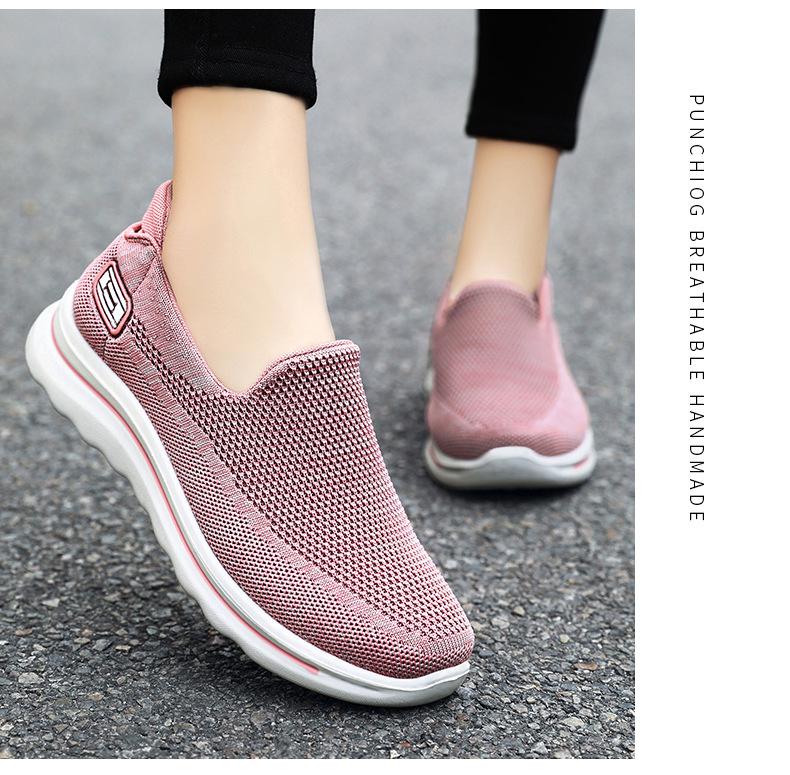 Мужские повседневные дышащие слипоны из Flyknit с мягкой полиуретановой подошвой для среднего и пожилого возраста