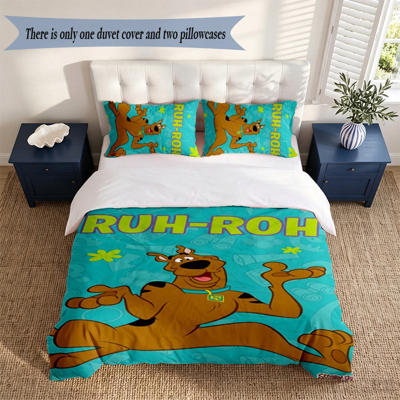 Scooby-Doo 3‑Piece Bedding Set Soft Microfiber Duvet Cover Pillowcases Comfortable Bed Linen for Bedroom Decoration
