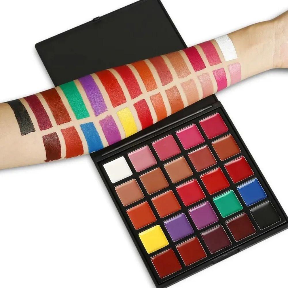 Lip Palette Private Label Waterproof Lipstick Palette Matte Non-stick Cup Moisturizing Cream Bulk Makeup Plate 25 Colors, 5pcs Without Logo, 1 Piece