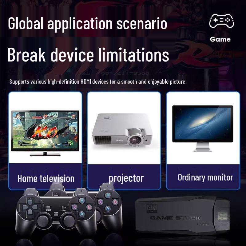 Игровая приставка в ретро-стиле 4K с двумя беспроводными контроллерами