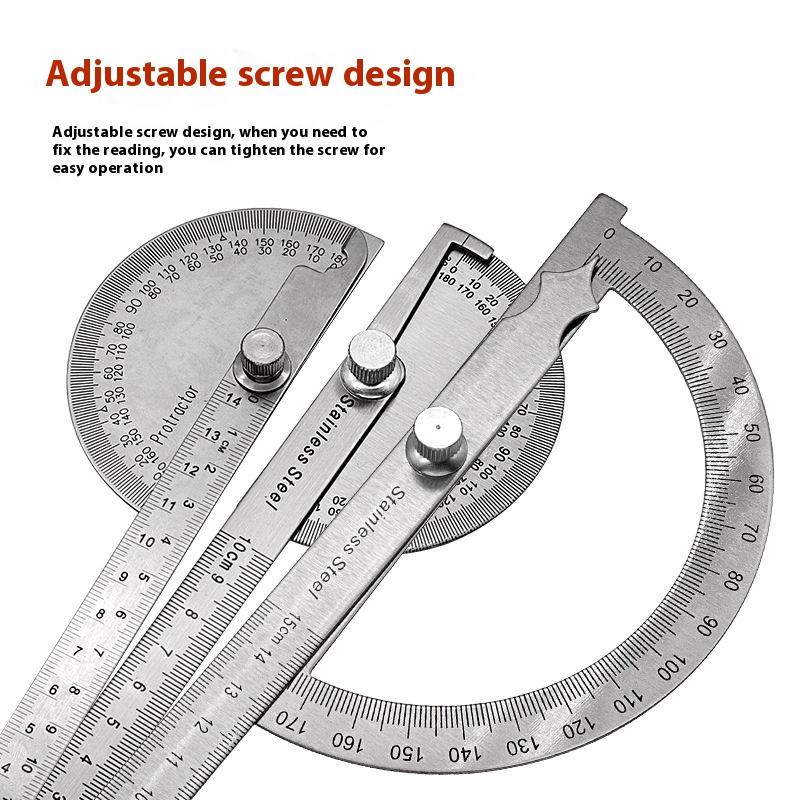 Angle Ruler Single Arm Stainless Steel Angle Gauge 180 Degree Adjustable Semicircular Indexing Gauge Protractor Angle Ruler