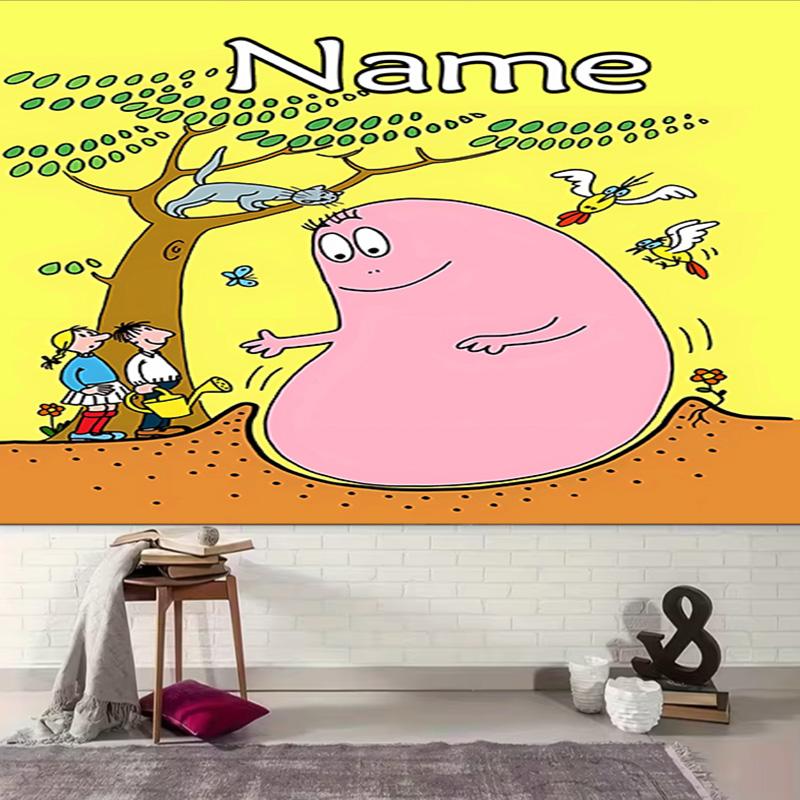 Personalized Barbapapa Background Tapestry,Custom Name Birthday Party,Multifunctional Wall Decoration for Home Decor,Various Occasions