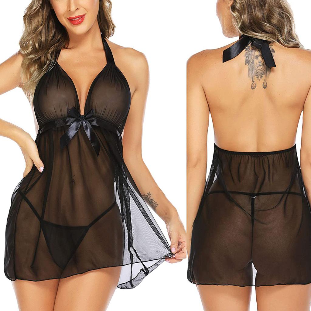 Sexy Nightdress Woman Lingerie for Sex Crotchless Backless Hollow Open Bra Body Dress Erotic Costumes Babydoll Underwear