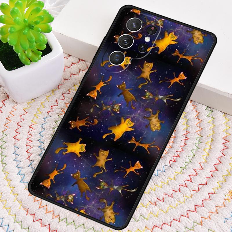 Космические Счастливые Кошки Чехол из ТПУ для Телефона Samsung Galaxy note 10 pro S26 S25 S24 S23 S22 Ultra Plus S21 FE S20 Ударопрочный Чехол