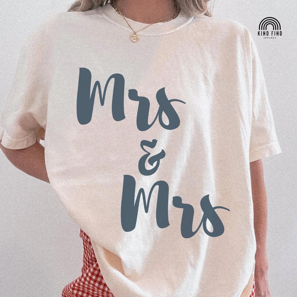 LESBIAN WEDDING SHIRTS, Mrs and Mrs, Lesbian Bachelorette Tshirts, Lesbian Hen's Do Party Tee, Two Brides Are Better Than One