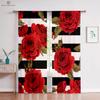 Романтичные шторы с красными розами и цветочным узором, в стиле ретро, для спальни, гостиной, кабинета, кухни, индивидуальное украшение для дома, 2 шт.