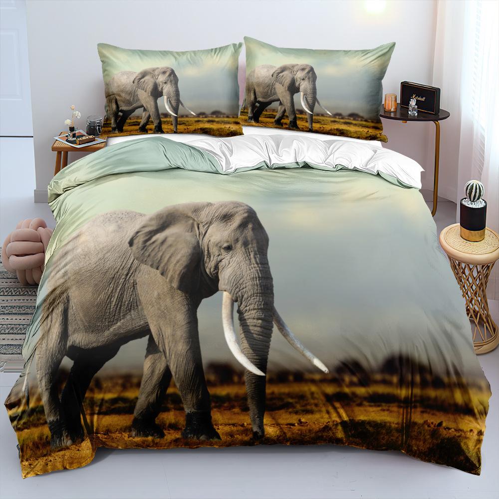 3D комплект постельного белья на тему слона с гигантским животным узором, пододеяльник и наволочка, 2/3 предмета, AU/EU/US/DE, полноразмерное украшение для дома