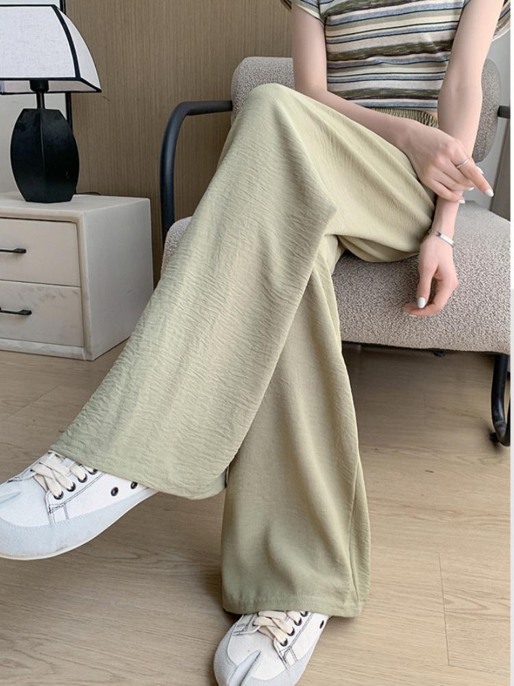 Breathable Pants, High Waisted Casual Straight Leg Pants, Spring and Autumn Wide Leg Pants