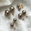Серьги-гвоздики из стерлингового серебра, кофейного цвета, S, для дома, жемчужные серьги, женские, легкая роскошь, темперамент, высококачественные серьги-гвоздики, ретро, уникальные, изысканные серьги