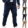 Men's Solid Color Loose Pocket Work Trousers Men's Casual Fashion Work Trousers