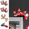 Christmas Door Corner Frame Decoration Festive Santa Claus Reindeer Wooden Trim Happy New Year 2023 Xmas Party Prop Home Decor