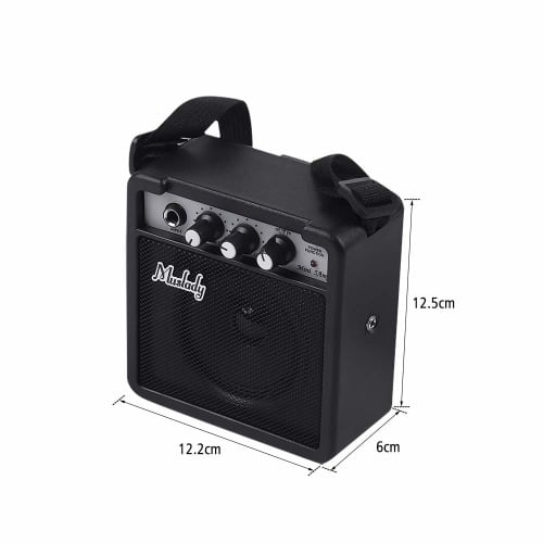 Tickas Mini Guitar Amplifier, 5W Mini Guitar Amplifier with 3.5mm and 6.35mm Inputs, 1/4-Inch Output, Speaker, Volume, Tone, and Overdrive Adjustments