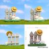 Cat Fence Resin And Hat With Moss Grass Decor For Photo Shoots Giving Gift