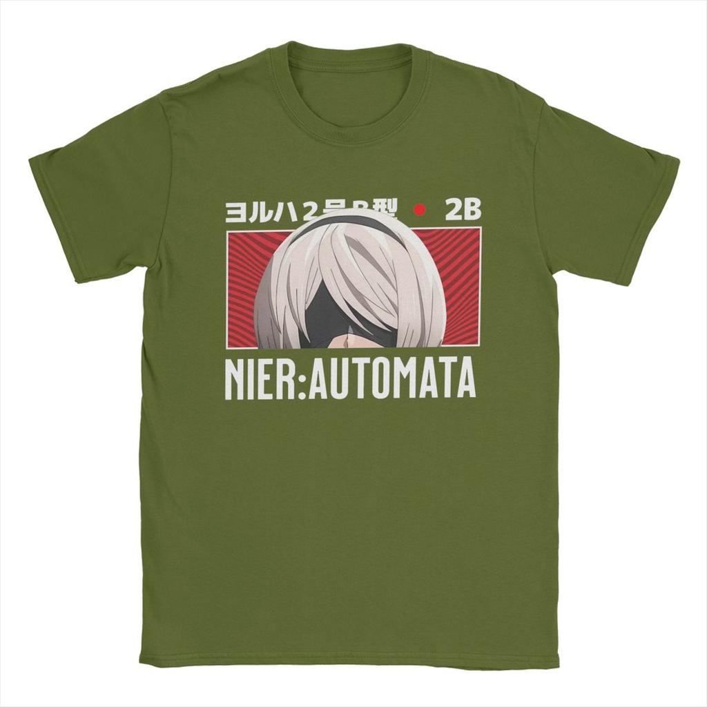 Мужская футболка Nier Automata 2B Peeker, аниме, 100% хлопок, новинка, футболки с коротким рукавом и круглым вырезом, оригинальная футболка