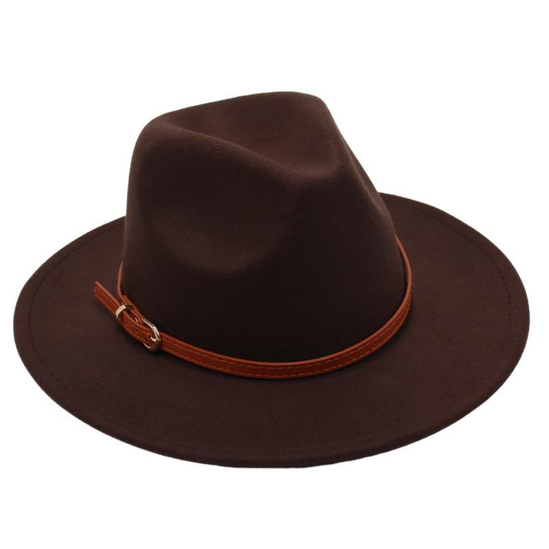 Пряжка для ремня Ностальгическая модель цилиндра Джазовая шляпа Мужская и женская Темпераментная фетровая шляпа Элегантная шерстяная шляпа