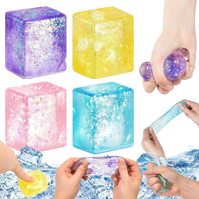 1PC Squishy Colored Ice Cube Fidget Toy for Stress Relief Funny Squeezable Slow Rising Stress Reducer for Kids And Adults