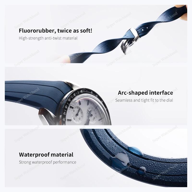 Новый фторэластомерный FKM резиновый ремешок 20 мм для часов Omega Strap Speedmaster Professional Аксессуары X MoonSwatch