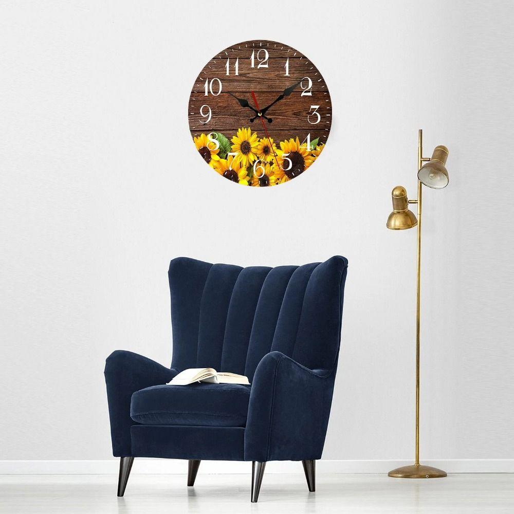 Современные Бесшумные Настенные Часы Деревянные Подвесные Настенные Часы Декор Креативные Часы Подсолнух Кофейня