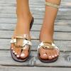 Fashion Luxury Women Slippers Buckle Designer Style Slippers 2025 New Casual Flat Sandals Summer Sandy Beach Woman Shoes Slides Woman