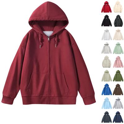 Женская мода сплошной цвет карман с длинным рукавом свободная куртка с капюшоном пальто