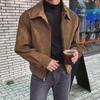 Korean Men's Suede Lapel Zipper Flight Jacket - Autumn/Winter Trendy Hong Kong Style