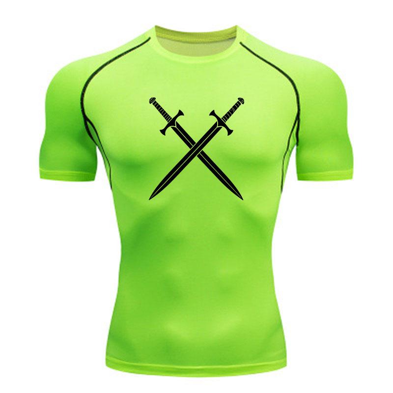 Men's Breathable Compression Athletic T-shirt, Crossed Medie