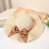 Simple Bowknot Straw Bucket Hat Elegant Solid Color Sun Hat Trendy Foldable Travel Beach Hats for Women Daily Uses Summer Outdoor