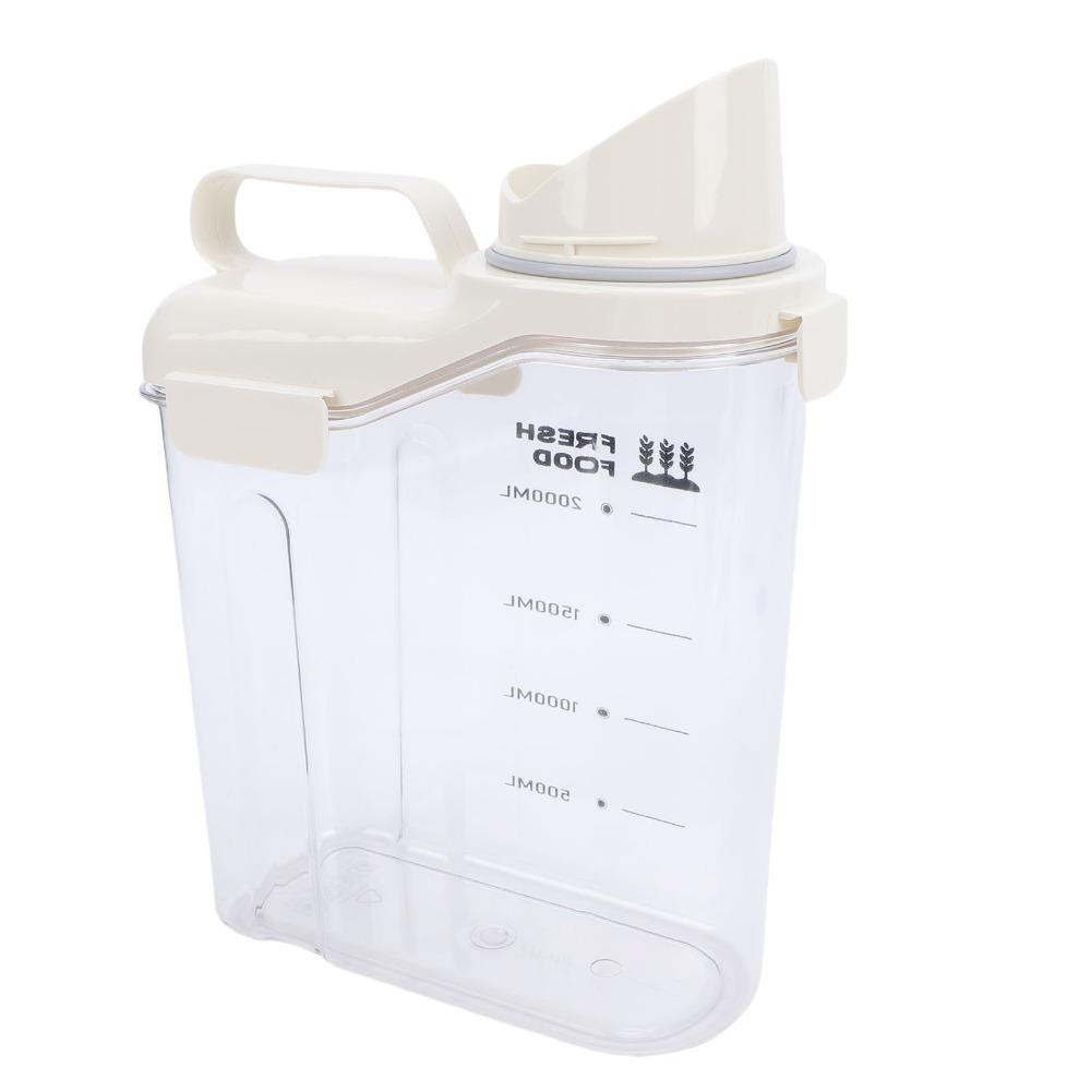 Beige Rice Storage Container 2300ml Food Storage Canister Convenient Pet Food Container For Travel