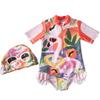 Купальник для детей Rash Swim Short Flamingo Girls UV Sun KIDS Hot Water [easylivegogo] Дети, Девочки, Защита, Шапочка, Комплект из 2 предметов, Купальник, Рукав,
