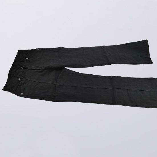 Women Jeans Mid Waist Pockets Zipper Button Closure Retro Washed Flared Hem Slim Fit Colorfast Full Length Lady Long Trousers