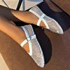 Crystal Mesh Women Flats Shoes Designer Casual Autumn Buckle Sandals 2024 New Fashion Trend Walking Soft Cozy Zapatillas Mujer