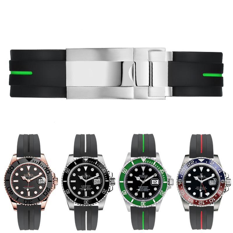 Резиновый ремешок для часов Seiko Tudor Citizen с пряжкой из нержавеющей стали, водонепроницаемый браслет для часов 20 мм 21 мм черный синий