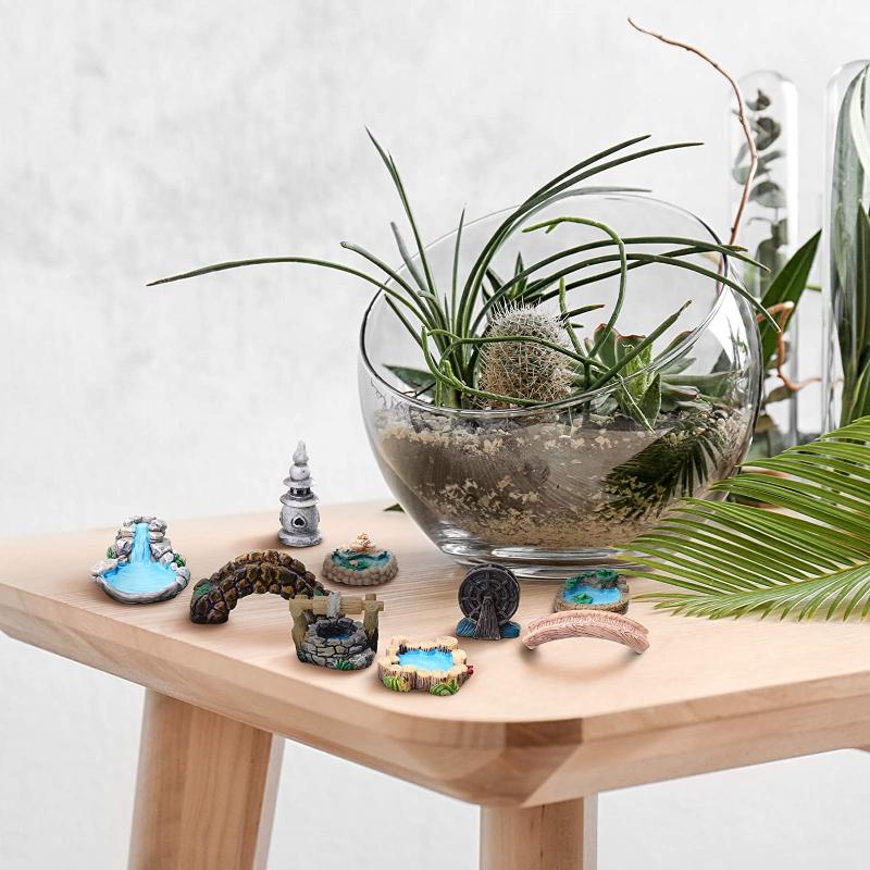 Landscaping Crafts DIY Ornaments Miniature Landscape Ornaments Miniature Miniature Garden Water Well Bridge Retro House Fairy Tale Garden