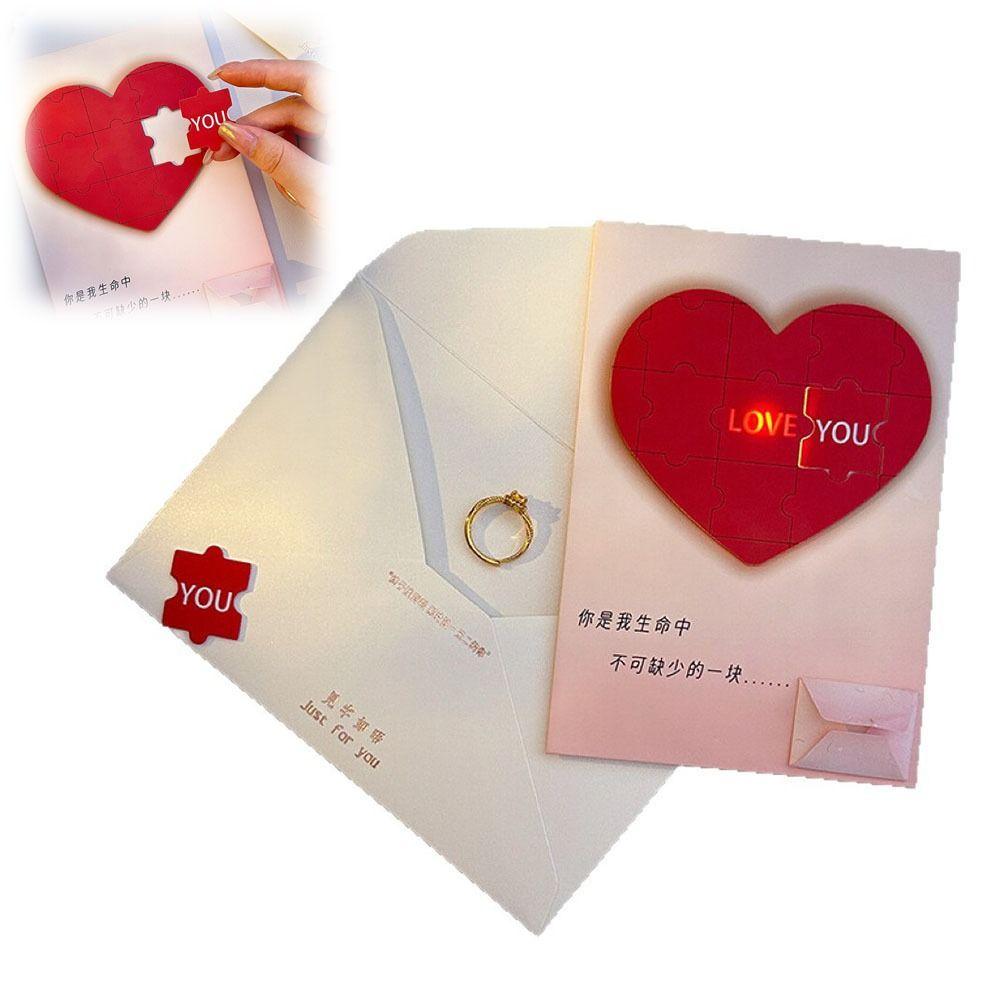Shining Heart-shaped Puzzle Confession Card Blessing Greeting Card Confession Couple Gift