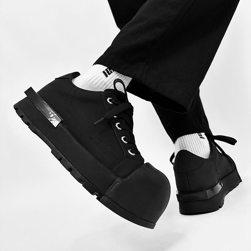 Thick Soled Couple Derby Shoes Fashion Designer's New Style Outdoor Leisure Walking Daily Quality Youth Black and White Shoes