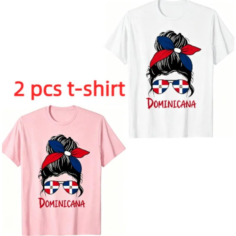 Funny Dominican Glasses Girl Pattern Print Kids T-shirt Summer Girls Boys Casual Fashion Tops Kids O-Neck Short Sleeve T-shirt Clothing