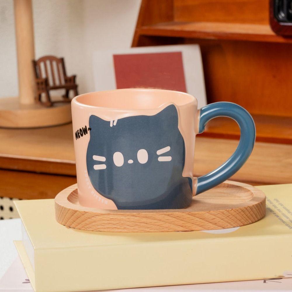 Cute Design Coffee Mug Cat Pattern Ceramic Mug Decorative Accessories Milk Cup  Gift Giving