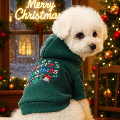 Рождественская толстовка с капюшоном Pet Circle для собак и кошек Красная Праздничная одежда Зимний теплый наряд