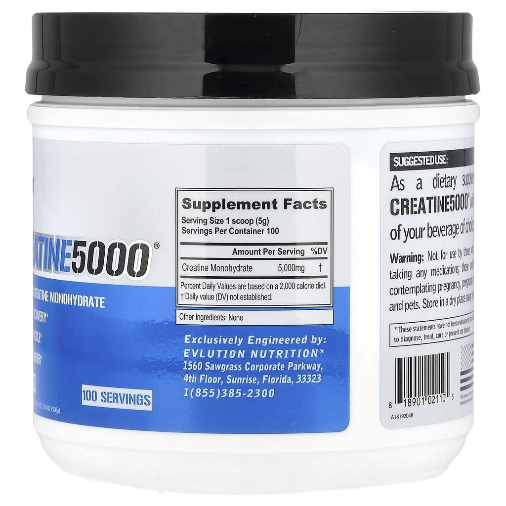 Creatine5000®, Unflavored, 500G (17.64Oz)