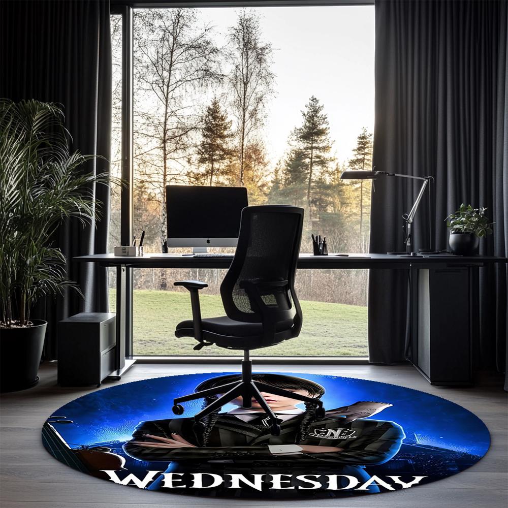 Wednesday Printed Round Rug Carpet Chair Rug Area Rug Entryway Doormats,for Office Chair Living Room Bedroom Kitchen Room.