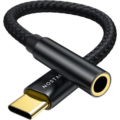 NOSTALSIC USB C мм разъем для наушников аудио адаптер-конвертер оснащен ЦАП совместимый с высоким разрешением звука качество полюса нейлоновая оплетка громкость