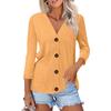 Women's Fashion Casual Print Button-down Shirt 3/4 Long Sleeve Tops