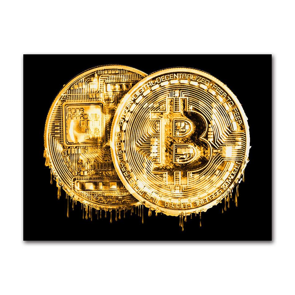 Vintage Abstract Bitcoin Symbol Bitcoin Cryptocurrency Art Poster Canvas Painting Wall Prints Picture for Living Room Home Decor