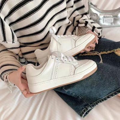 Увеличенные удобные туфли женские весенние в стиле преппи маленькие спортивные повседневные туфли на толстой подошве женские кроссовки