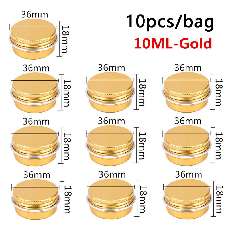 10 шт. алюминиевая жестяная банка-контейнер 5 мл/10 мл/15 мл пустая для крема бальзама для ногтей свечи косметические круглые